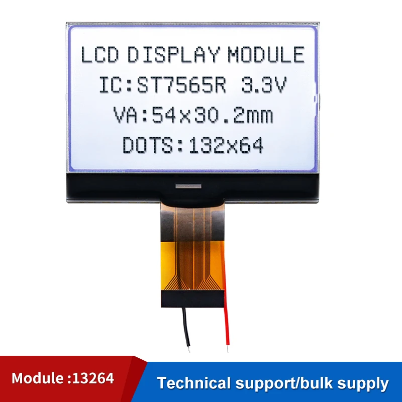 

13264COG gray screen st7565r driver industrial dot matrix 132*64 LCD screen SPI serial/parallel port 28PIN plug