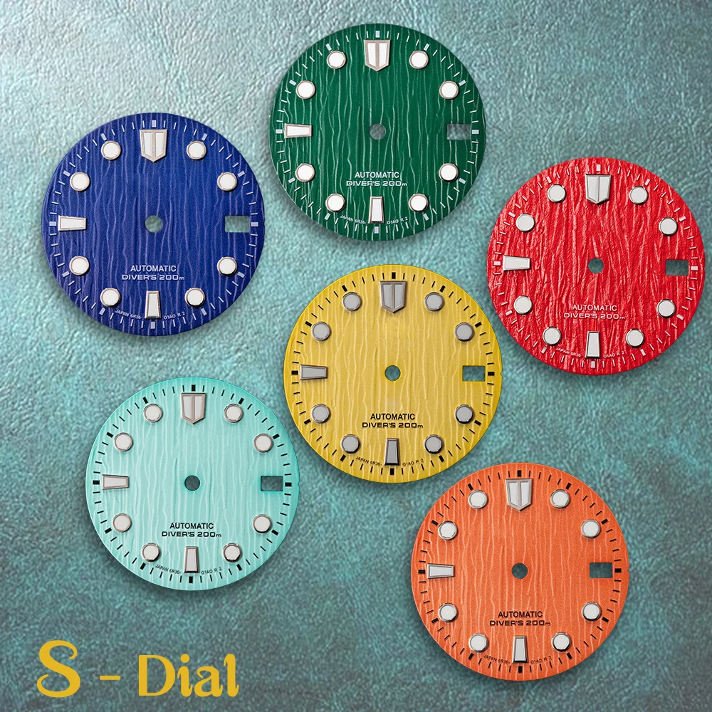 28.5mm S Logo New Diver's Dial Suitable For NH35/NH36/4R/7S Movement Green Luminous High Quality Watch Modification Accessories