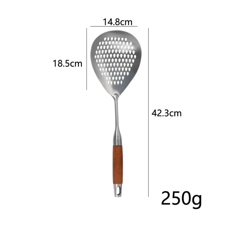Stainless Steel Slotted Spoon with Ergonomically Shaped Wooden Handle for Reduced Hand Fatigue During Extended Cooking