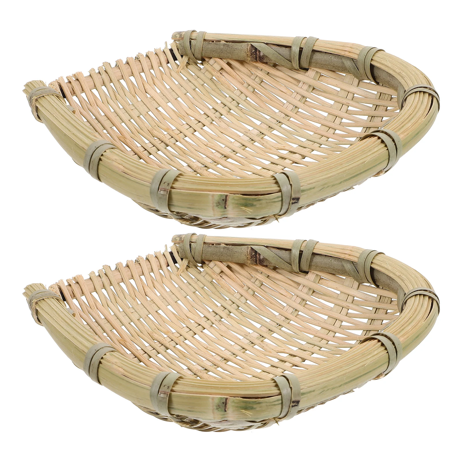 

2pcs Bamboo Woven Basket Fruit Storage Snack Tray Tea Cake ganizer Plastic Baskets Dried Food Container Kitchen Tool Home