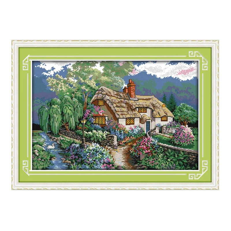 كوخ الجبل العد الطباعة عبر الابره 11CT 14CT عبر عدة خياطة التطريز التطريز مجموعة DIY المشهد زينة زخرفية #5