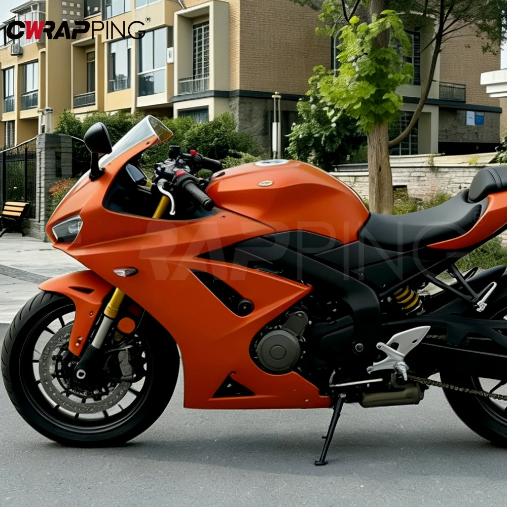 Sunset Orange Car Wrap Vinyl for Motorcycle Helmets Matte Supplies Car Wrapping Film Vehicle Decoration Body Covering Sticker - view 6