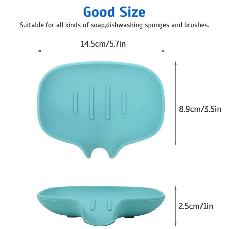 kitchen soap tray Silicone Soap Dish Holder Self Draining Non-slip Soap Tray Bathroom Kitchen Draining Rack Dish Storage Tray