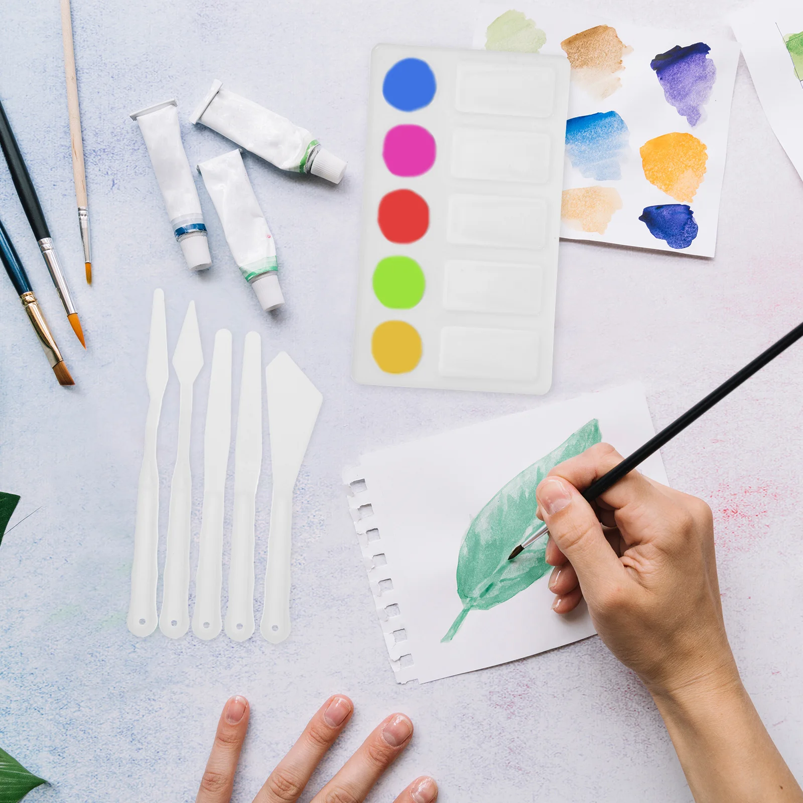 

6 Piece Plastic Squeegee Palette Set Versatile Spatulas Oil Paint Mixing Artist Tools Kids Painting Easy Clean