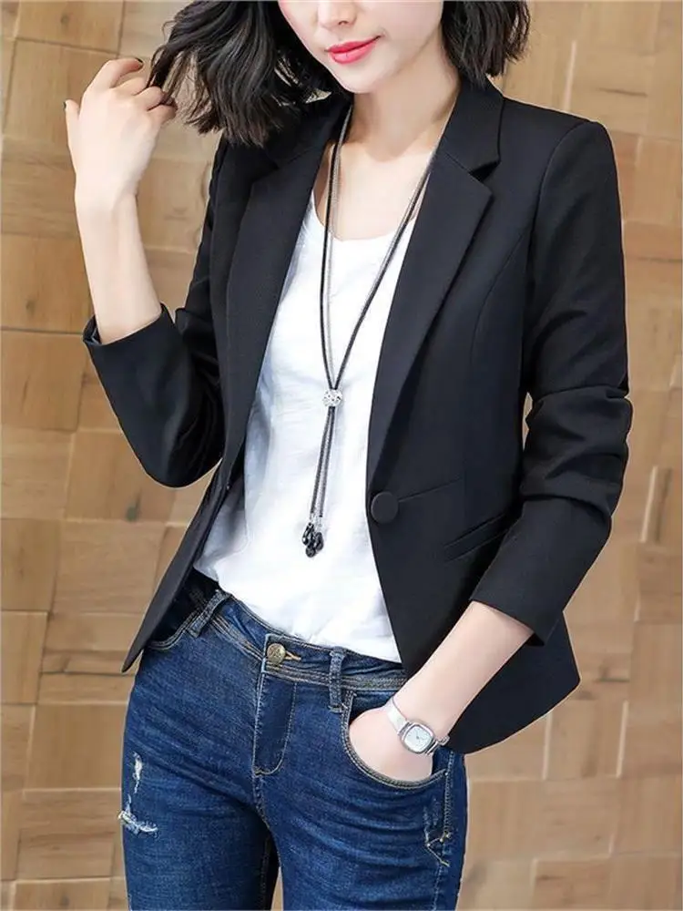 

Bla Slim Fit ort Suit Jaet for Women Spring Autumn Cleanfit Sle Casual Ladies' Cact Size Office Wear