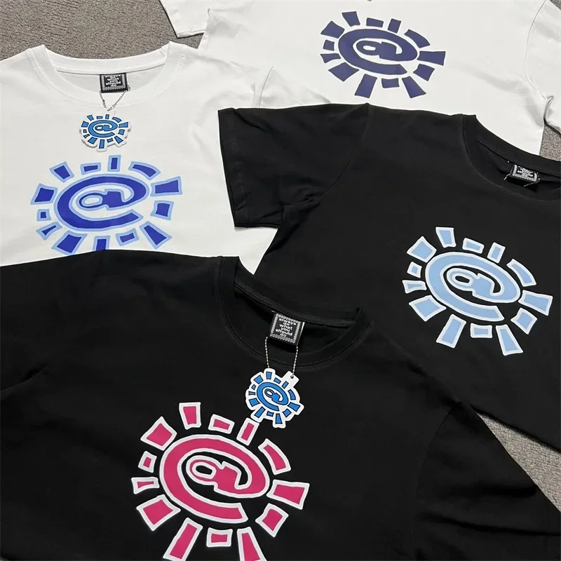 

25ss Oversized ADWYSD Casual T Shirt Sun Roll Printed Men Women 1:1 White Pure Cotton T -Shirts