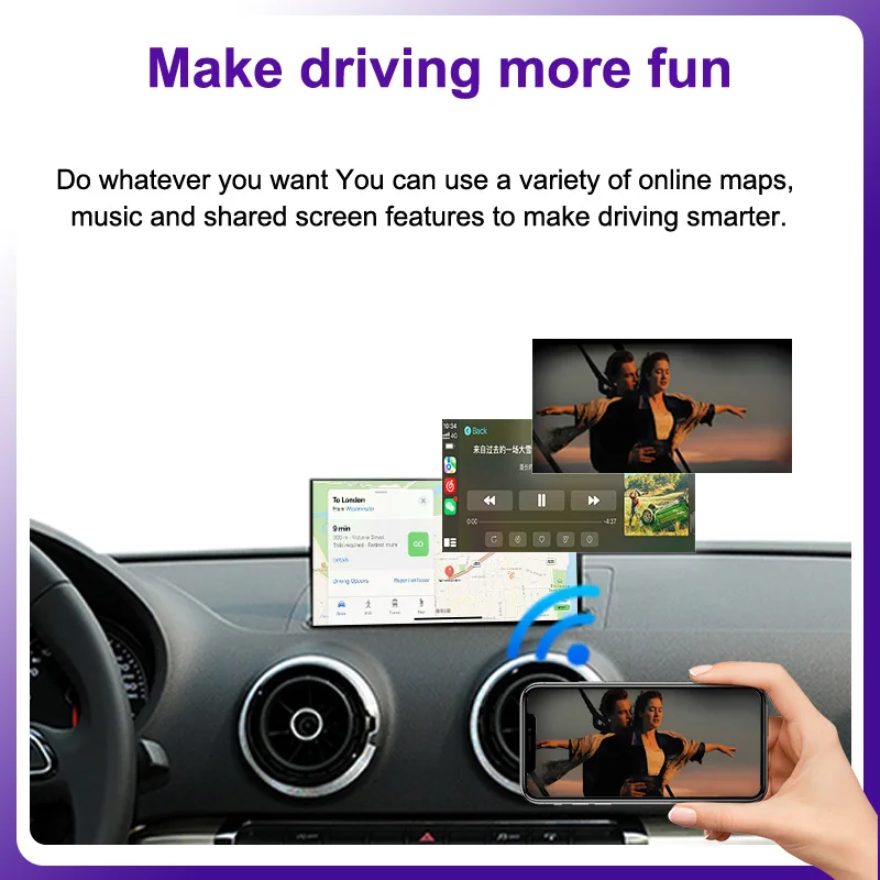 AUTOTOP Kabelloser CarPlay Android Auto Decoder für Audi A3 A4 A5 Q2 Q5 Q7 2014-2018 Android Auto Mirror Link AirPlay Kamera – Detail 3