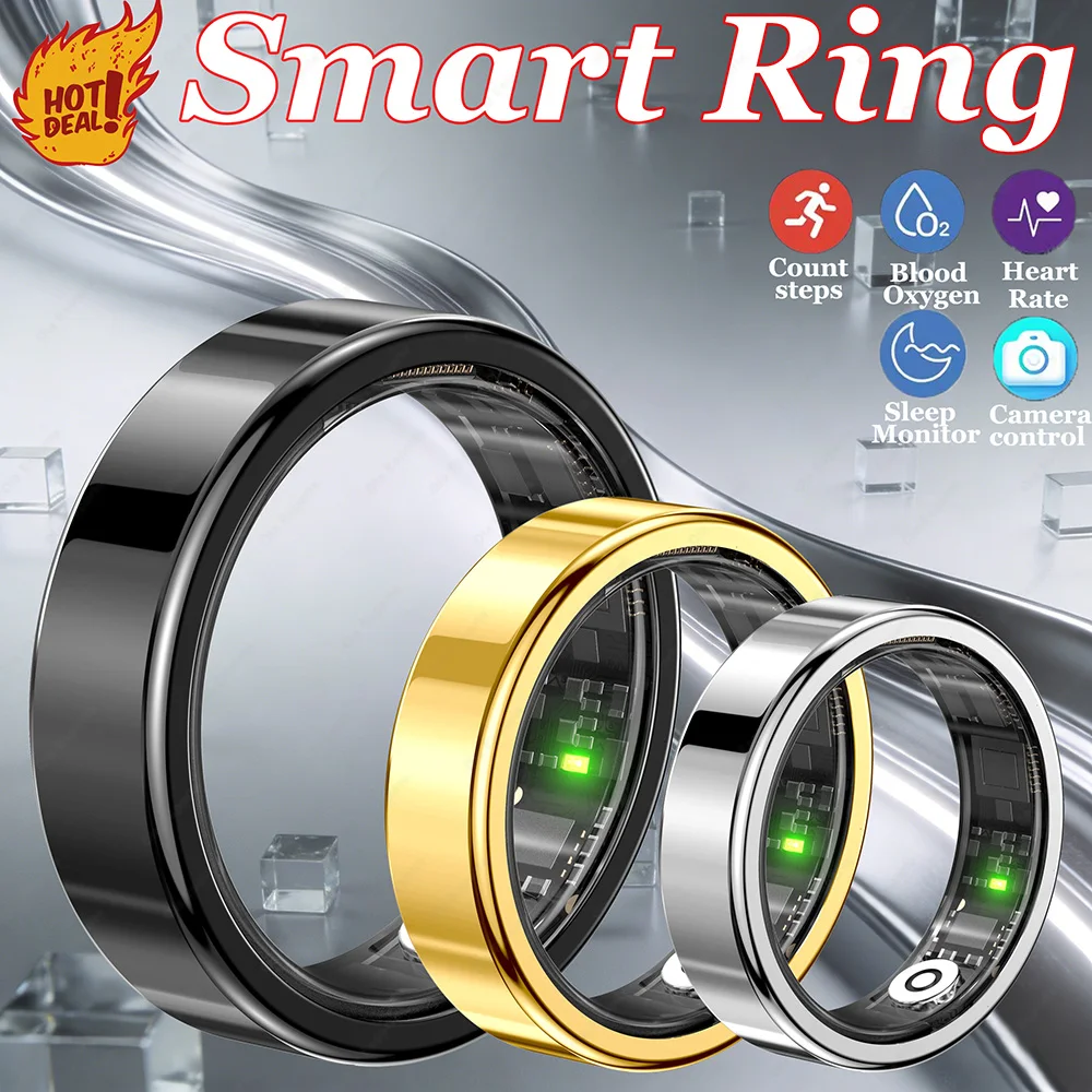 

Smart Ring Men Women with Charging Case,Heart Rate Blood Oxygen Monitoring 5ATM Waterproof Multi-sports Rings For Android iOS