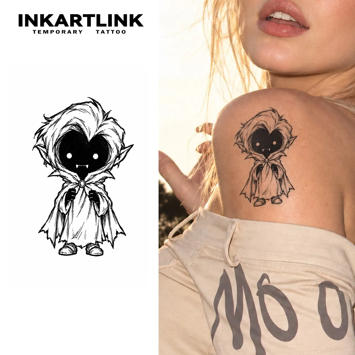 INKARTLINK 1PC Herbal Dark Ghost Tattoo Lasts 2-5 Days, Unisex for Parties, Night Out & Surreal Style