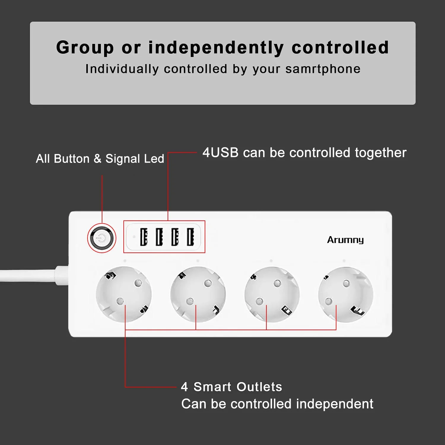 Imagem -04 - Arumny-eu Plug Zigbee Power Strip Cabo de Extensão Alexa Assistente Google Controlo por Voz Tuya Smart Life Zigbee 1.8m 16a 220v