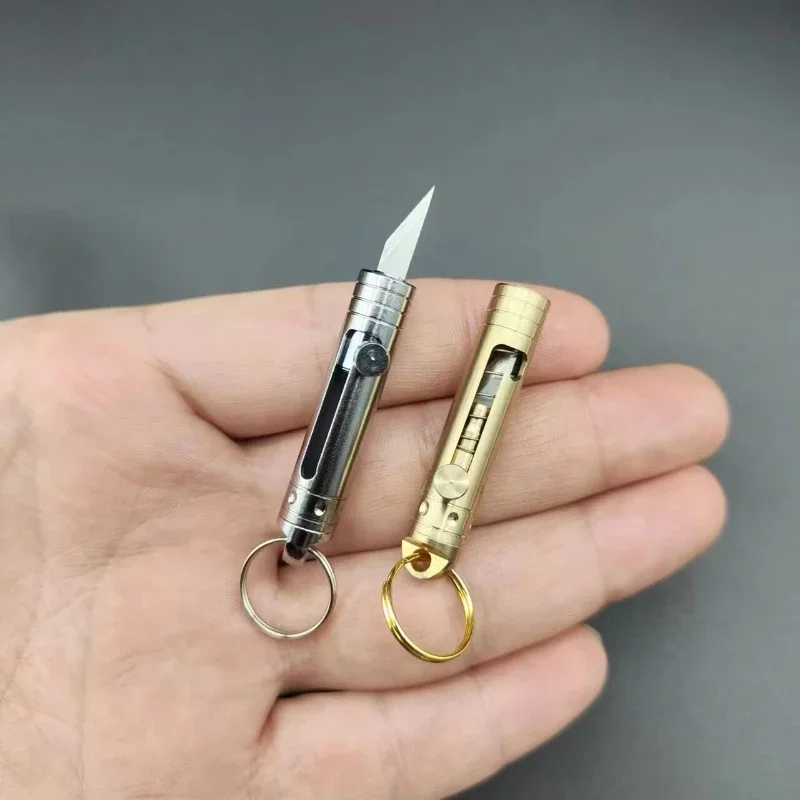 Mini Multifunctional Brass Knife Portable Dismantling and Delivery Tool Keychain Pendant Exquisite Knife Gift Self-defense