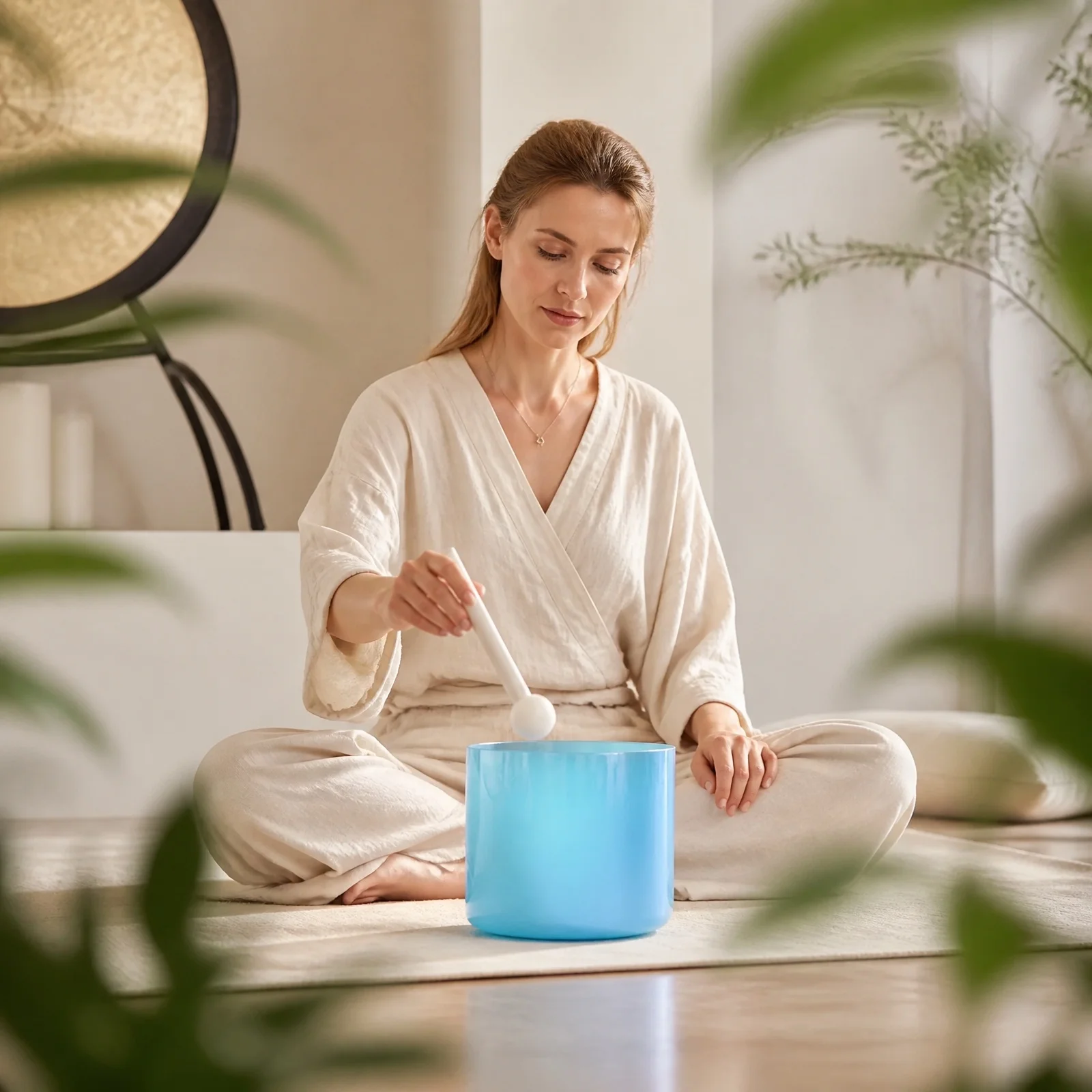 STAR LINKUP Crystal Singing Bowl, 432Hz/440Hz High Purity Quartz Sound Bowl for Chakra Healing Meditation