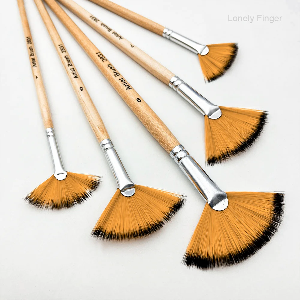 

5 шт., кисть для фанатов, художественная кисть для акриловой акварельной живописи маслом, гуашью для начинающих и профессионалов