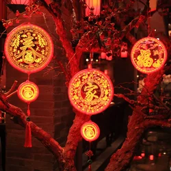 Chinese New Year Lantern LED Red Hanging Lanterns Good Luck Pendant Lantern Spring Festival Decoration Party Supplies