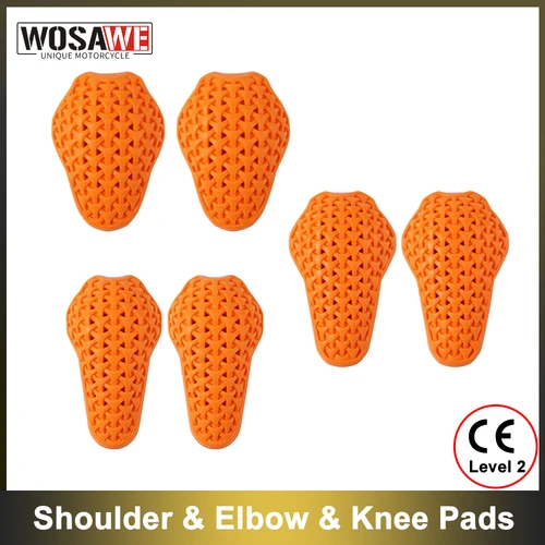 WOSAWE 오토바이 재킷 탈착식 인서트 보호대 어깨 팔꿈치 무릎 보호 기어, 모토 라이딩 스키 스케이팅 아머 PU 패드 