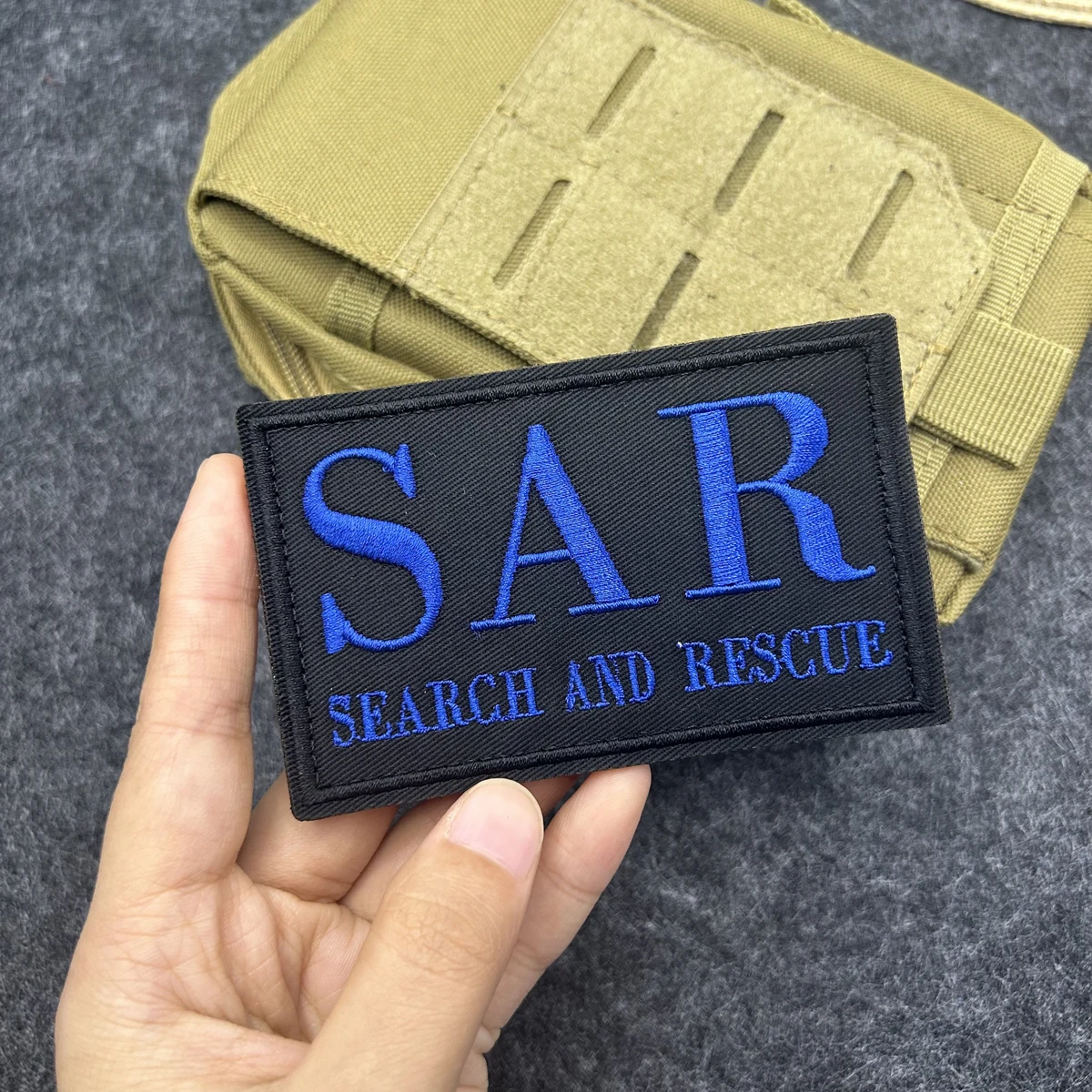 SAR SEARCH AND RESCUE Tactical Embroidered Morale Patch, Hook & Loop Patch for Outdoor Search Rescue Equipment Backpack Cap