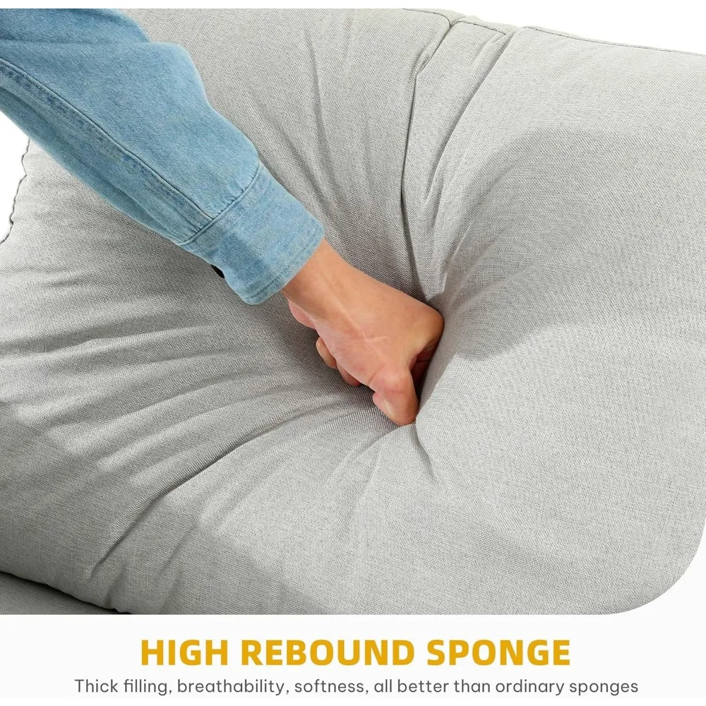 Sofa bed 3-in-1 berbahan linen dengan tempat tidur tarik, sandaran yang dapat direbahkan, dan sandaran tangan lebar untuk kehidupan modern