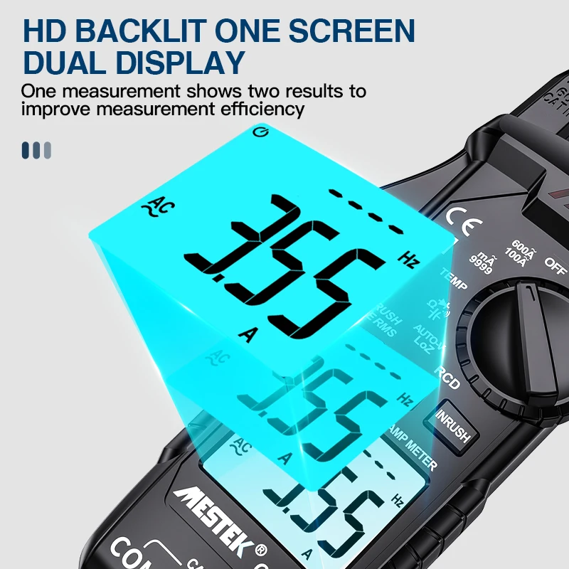 600A Digital AC Current Clamp Meters Current Clamp Multimeter 10000 Counts Meter Frequency Capacitance NCV Digital Clamp Meters