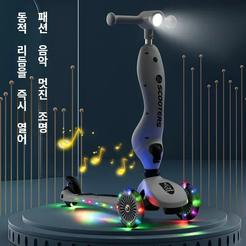Scooter pour Kinderen Vouwen 3 Wiel Skateboard Driewieler bébé Draagbare Kinderwagen Hoverboard Speelt Muziek Balans Multimodaal