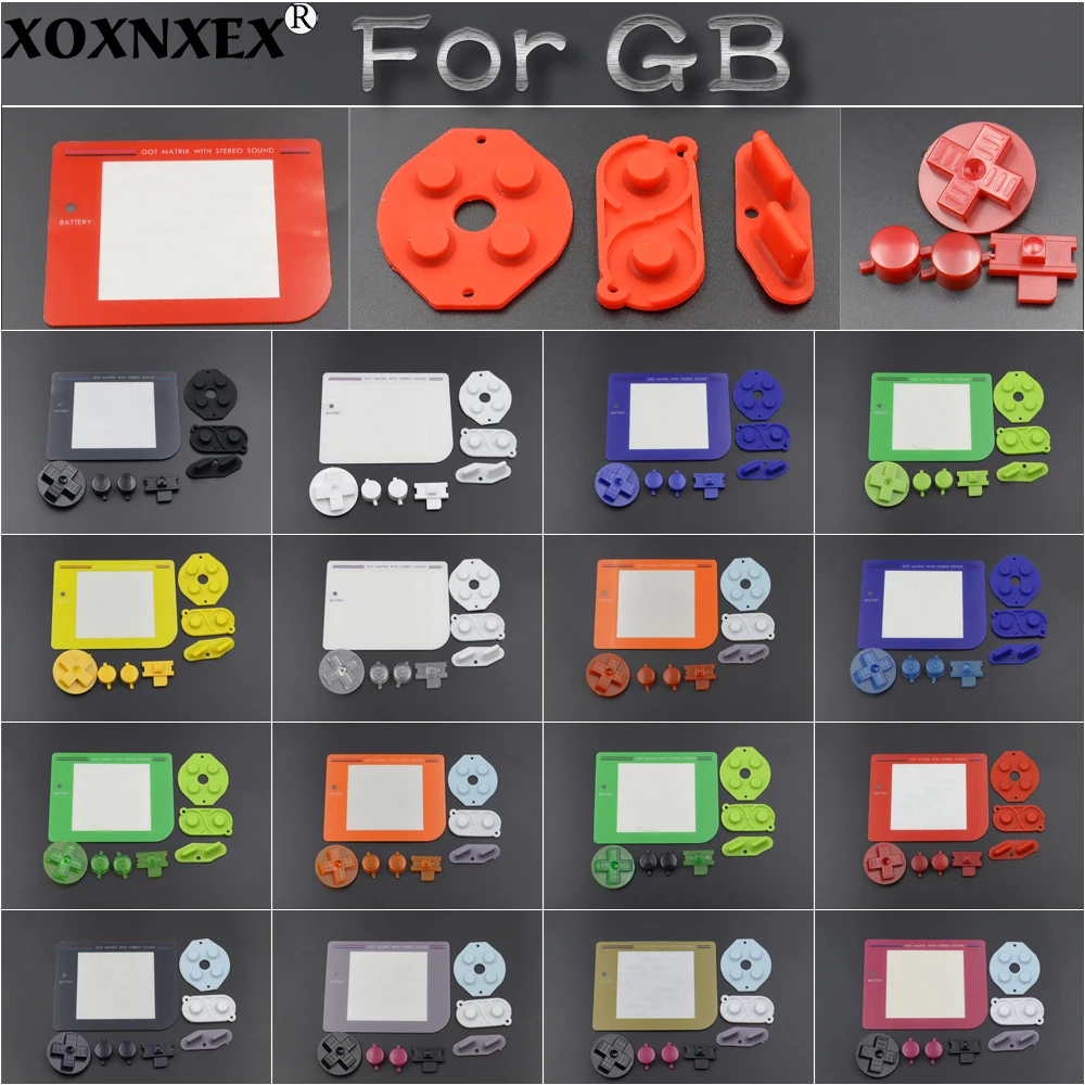Full Set Buttons Conductive Rubber Pads Screen Lens Replacement Kit For GB Classic Handheld Game Console DMG-01 Repair Mod Parts