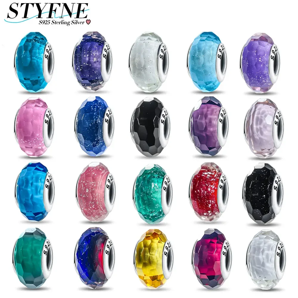 Sterling Silver 925 Original New Murano Solid Color Square F