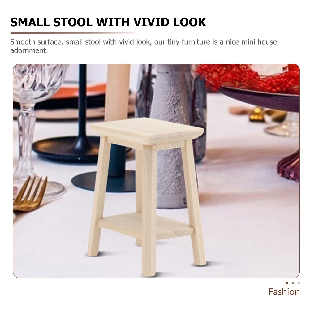 Miniature Furniture Model 1:12 House Stool Mini Round Wooden Decors Realistic Shape Craft Gift Adornment Wear