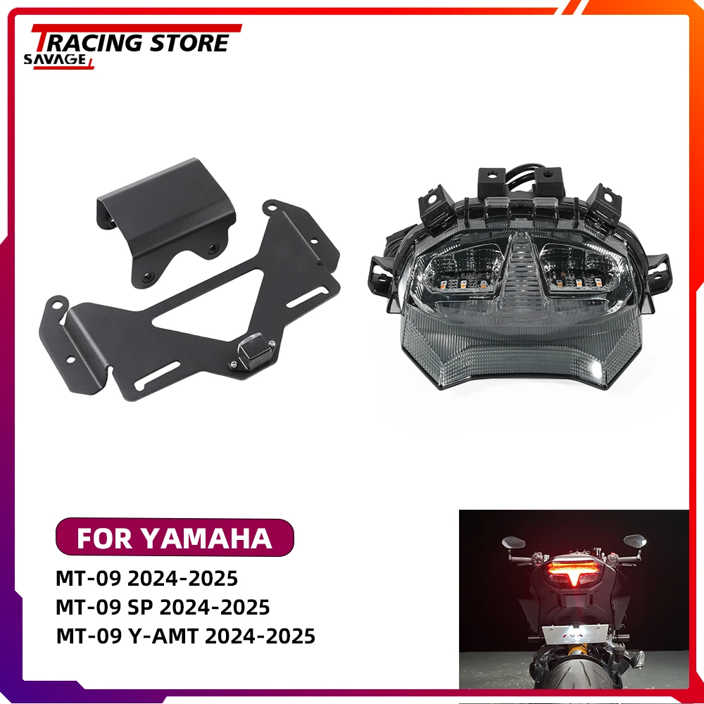

Motorycle Licence Plate Holder Fender Eliminator For Yamaha MT-09 SP Y-AMT MT09 MT 09 2025 LED Integrated Taillight Turn Signals