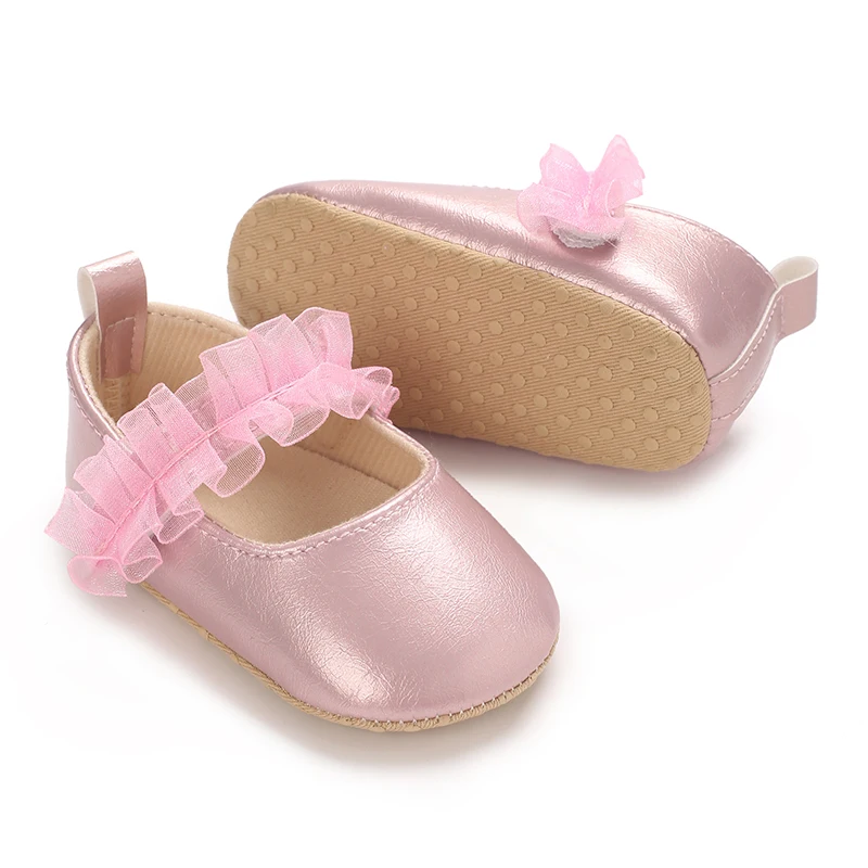 Nieuwe Effen Kleur Baptist Schoenen Lente Baby Schoenen Pu Lederen Pasgeboren Meisjes Schoenen Eerste Wandelaars Prinses Strik Baby Prewalker