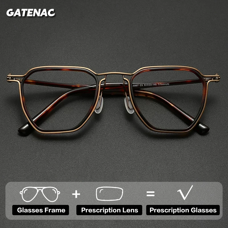 Gatenac Luxury Brand Prescription Glasses Men Large Photochromic Anti Blue Light Reading Glasses Designer Progressive Eyewear