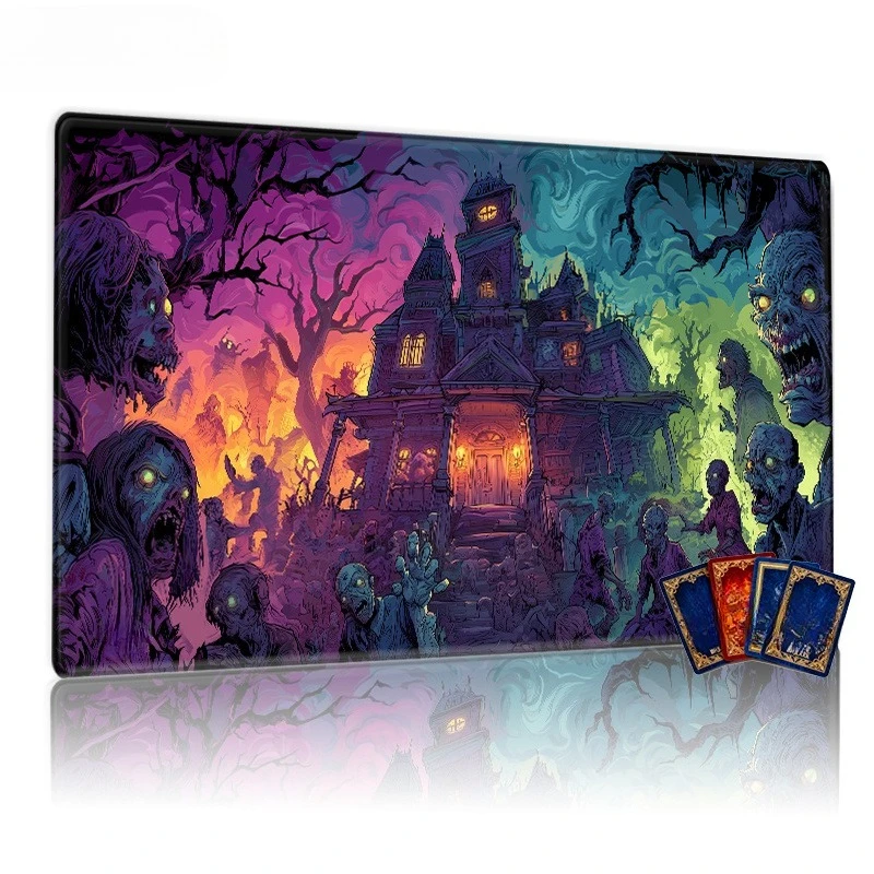 Zombie horror-themed game mat, non-slip and durable, suitable for CCG, TCG, and RPG games, can be used as a desktop decoration