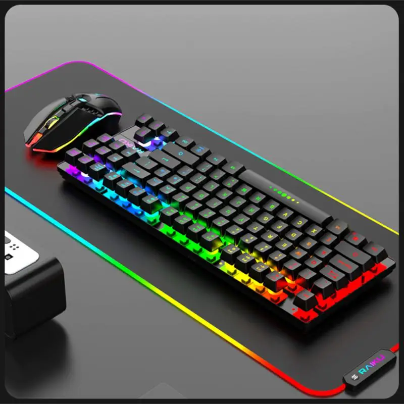 2.4G Wireless Gamer Keyboard And Mouse Set RGB Gaming Keyboard Backlight Gamer Kit 87 Key Charging Keyboard For Computer Pc