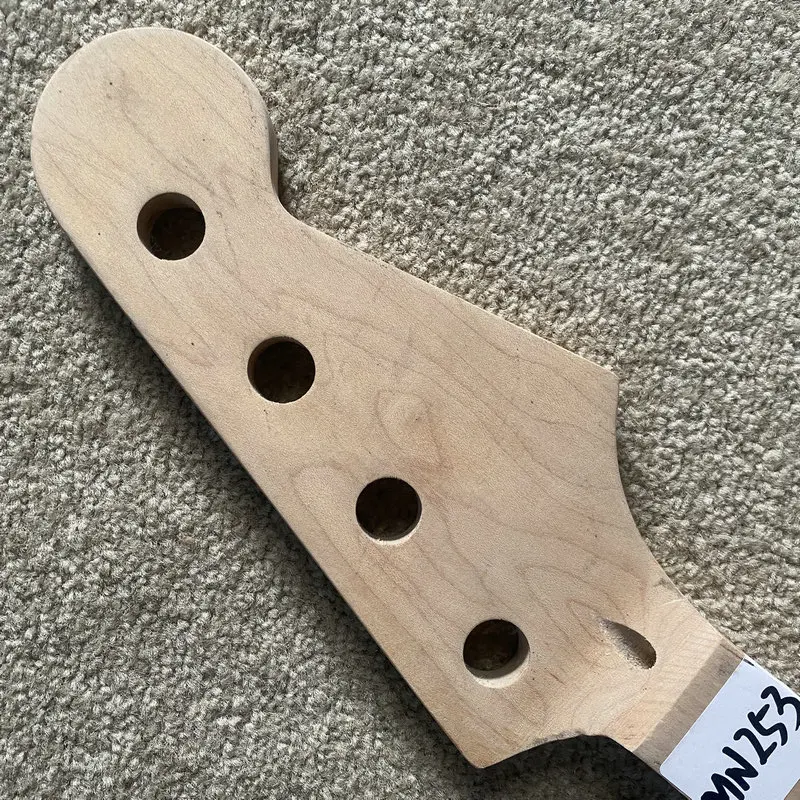 MN253 Bass Neck in Solid Maple 21 Frets No Paints Unfinished Version for 4 String Electric Bass DIY Back Rosewood Inlay