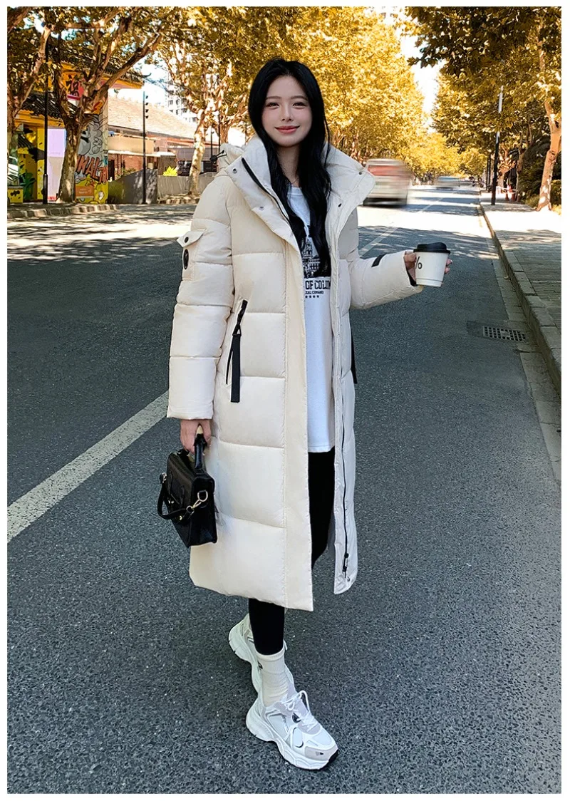 2026 Fashion Down Winter Cotton-padded Jacket Men Women Couple Clothes Long Parkas Thicken Warm Tops Hooded Overcoat Loose Coats