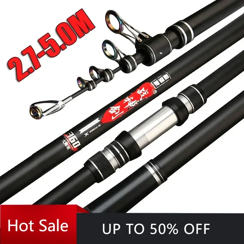 

Телескопическая удочка 2,7/3,0/3,6/4,2/4,5/5,0 м, дистанционная удочка, спиннинг, 5-300 г, карбоновая удочка для серфинга, приманка