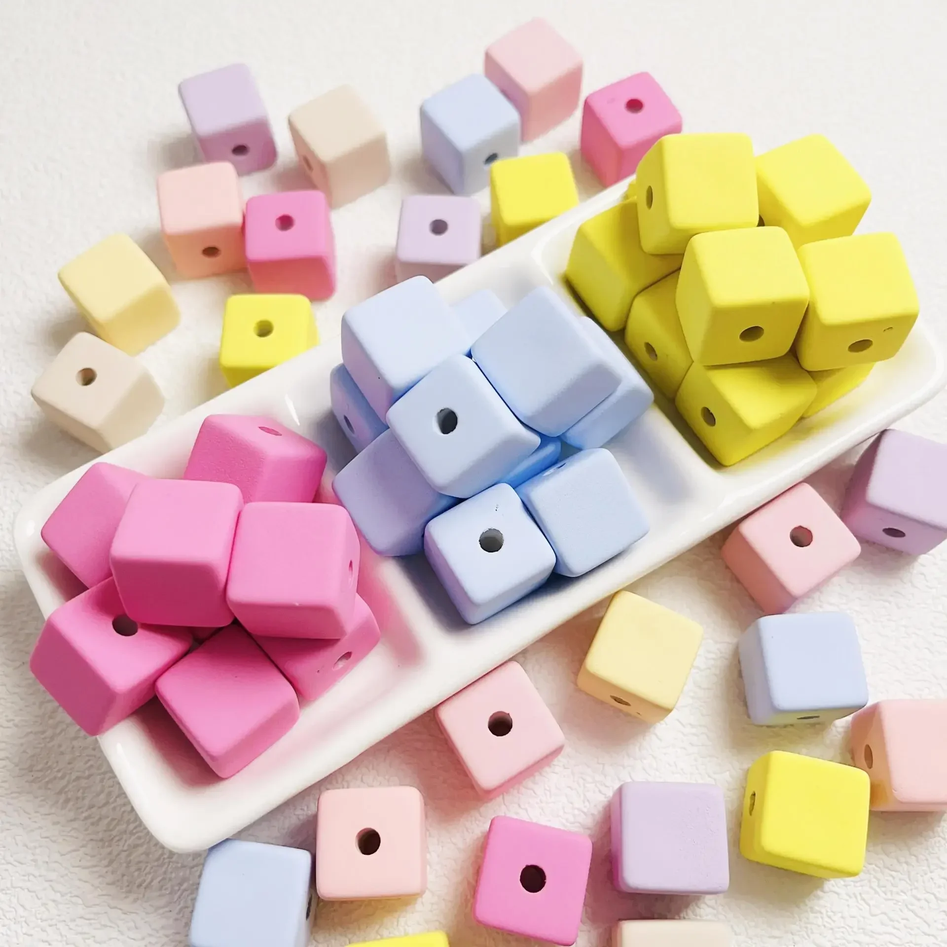 5pcs 16mm Matte Solid Colors Cube Square Beads Acrylic Jewelry Bead Ornament Accessories Geometry Bracelet Diy Materials