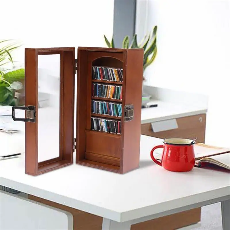 

Miniature Bookshelf Ornament Book Display Cabinet Miniature Book Shelves Stress Relief Creative Small Bookshelf For Book Lovers