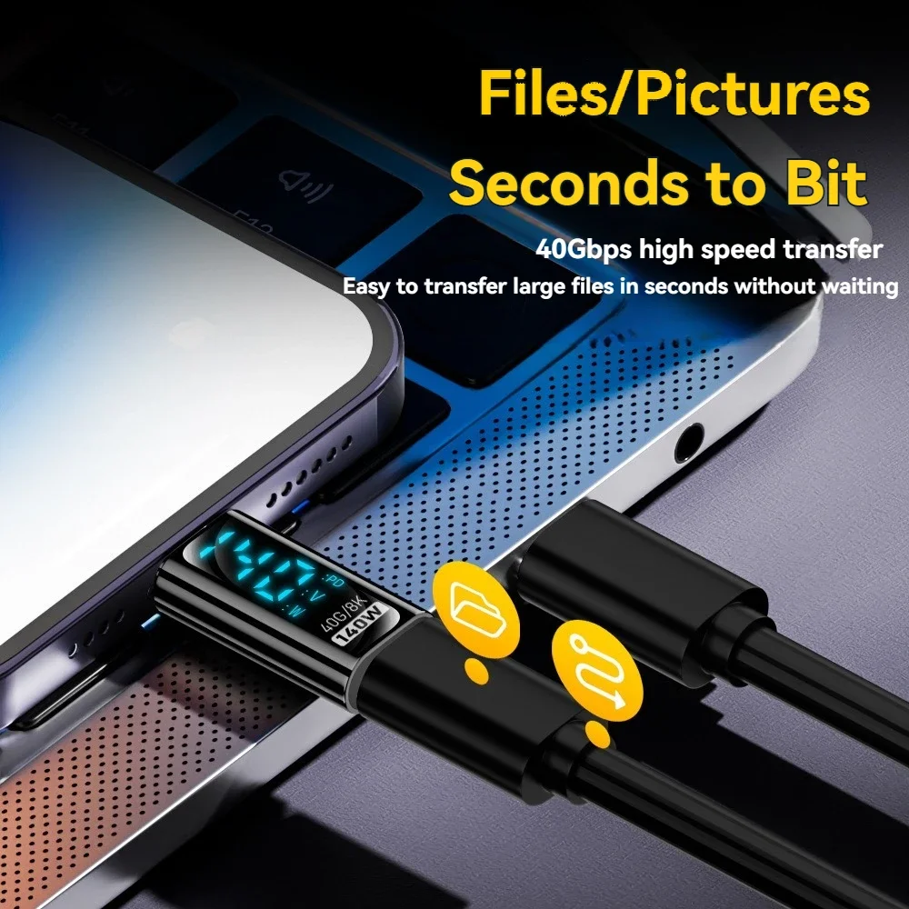 موسع USB C ذكر إلى أنثى بقدرة 140 وات لشحن بيانات 20 جيجابت في الثانية، محول موصل USB-C إلى IOS 8Pin للهاتف المحمول والكمبيوتر اللوحي