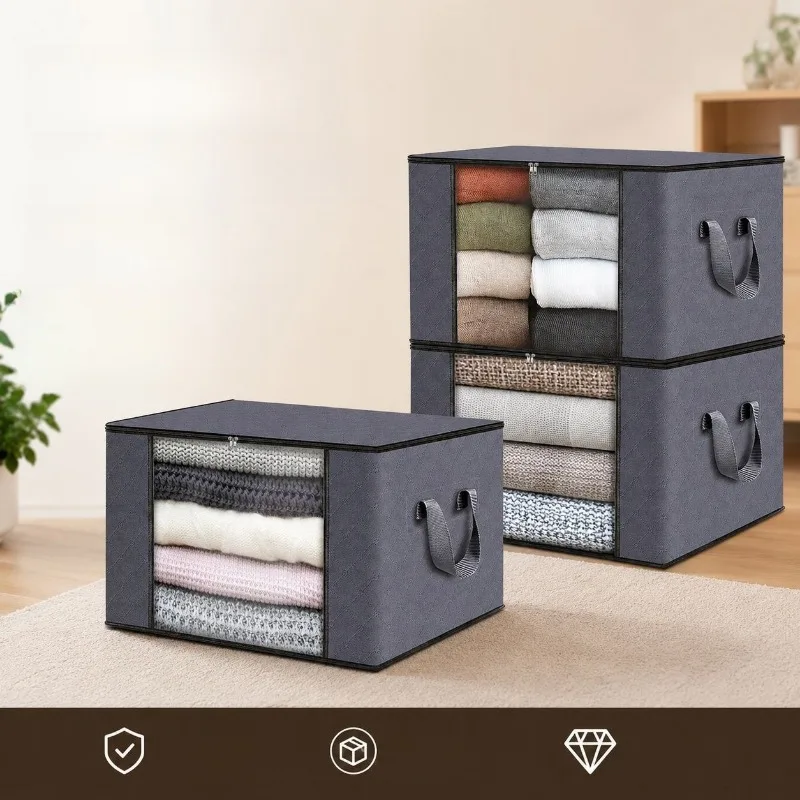 3/5pcs Non-woven Fabric Quilt Organizer Spacious Shell Reinforced Edge Stitching Prevent Fabric Rupture For Moving Luggage