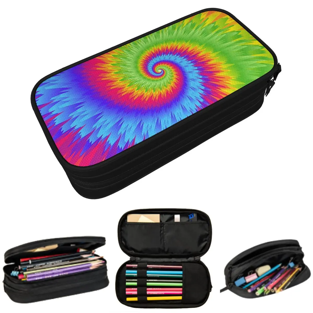 

Colorful Tie Dye A Rainbow Swirl Pencil Case for Students Gifts Pen Box Pencil Bag Stationery Supplies Pen Holder Bag