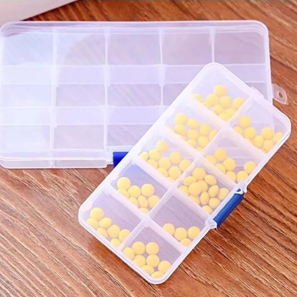 New 10/15 Grid Clear Plastic Box Rectangular Multi-functional Multi Grid Box Waterproof Dustproof Tools Storage Cases Home Use