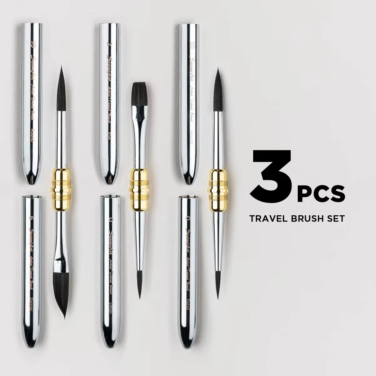 Travel Silver Metal Watercolor Paint Brush Dual Tip 2-in-1 Portable Sketching Pen Outdoor Painting Art School Supply Stationery