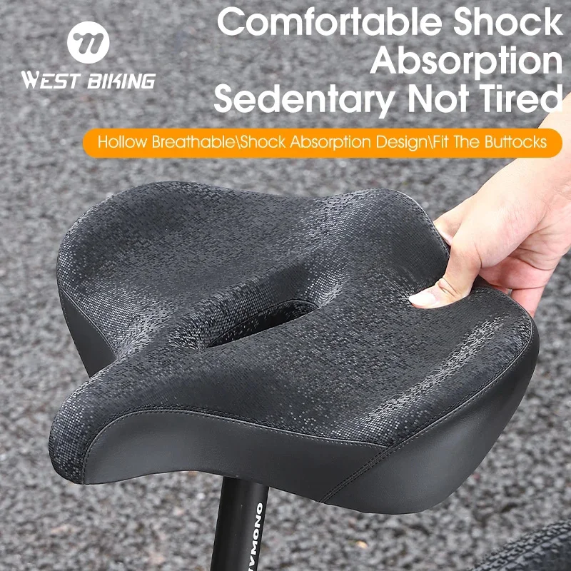 WEST BIKING Ergonomic Thicken Shockproof Bicycle Saddle Widen Comfortable Cycling Seat Enlargement Soft Cushion  MTB Bike Saddle