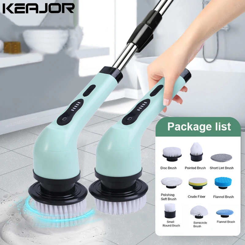 Electric Cleaning Brush Multifunctional Bathroom Toilet Electric Cleaning Brush 9 in 1 Household Spin Scrubber for Kitchen Brush