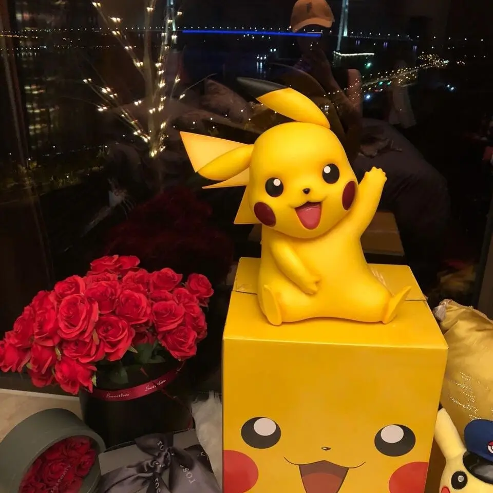 

Pokemon Pikachu 1/1 Scale Figure Anime 35cm/13.77Inch Can Move PVC Collectible Model Toy with Gift Box Poké Ball for Fans