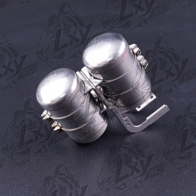 Metal Double Short Gas Tank Trim for 1/14 Tamiya RC Truck For scania For volvo For man