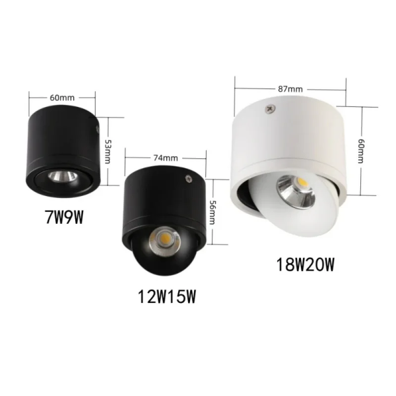 Superfície montada regulável led downlight ac110v 220v luz de teto rotativa cob spot light decoração de casa interior