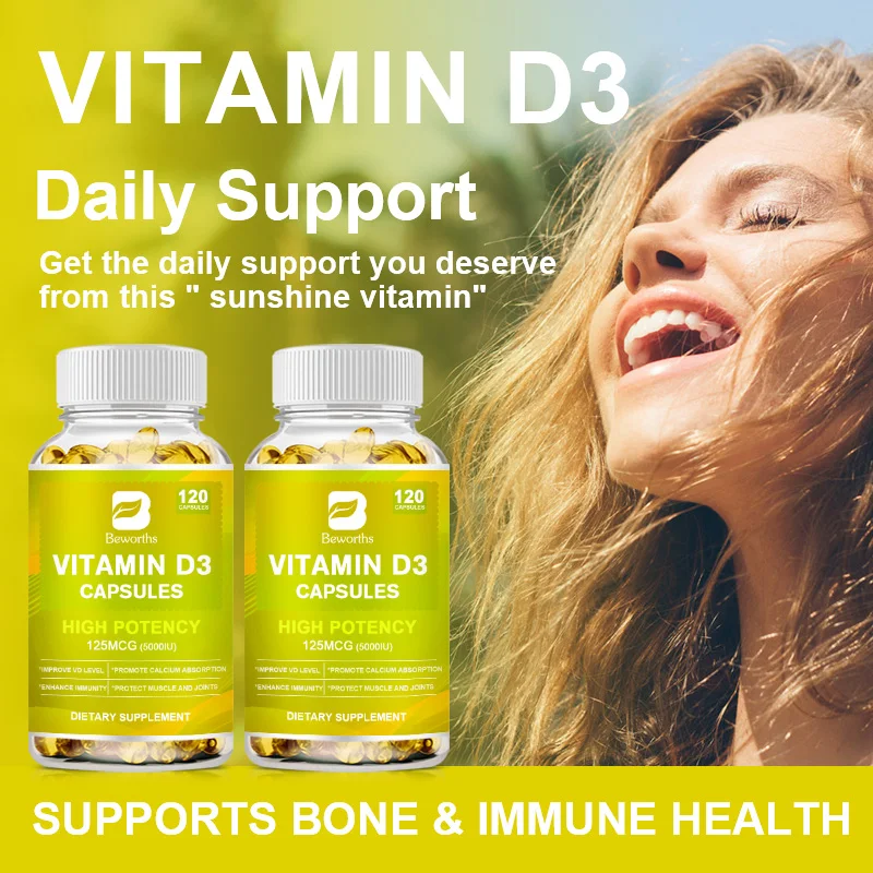 Beworths Vitamin D3 Capsules Helps Bones, Teeth, Heart and Nerves, Immune System Function Supplement For Women & Men