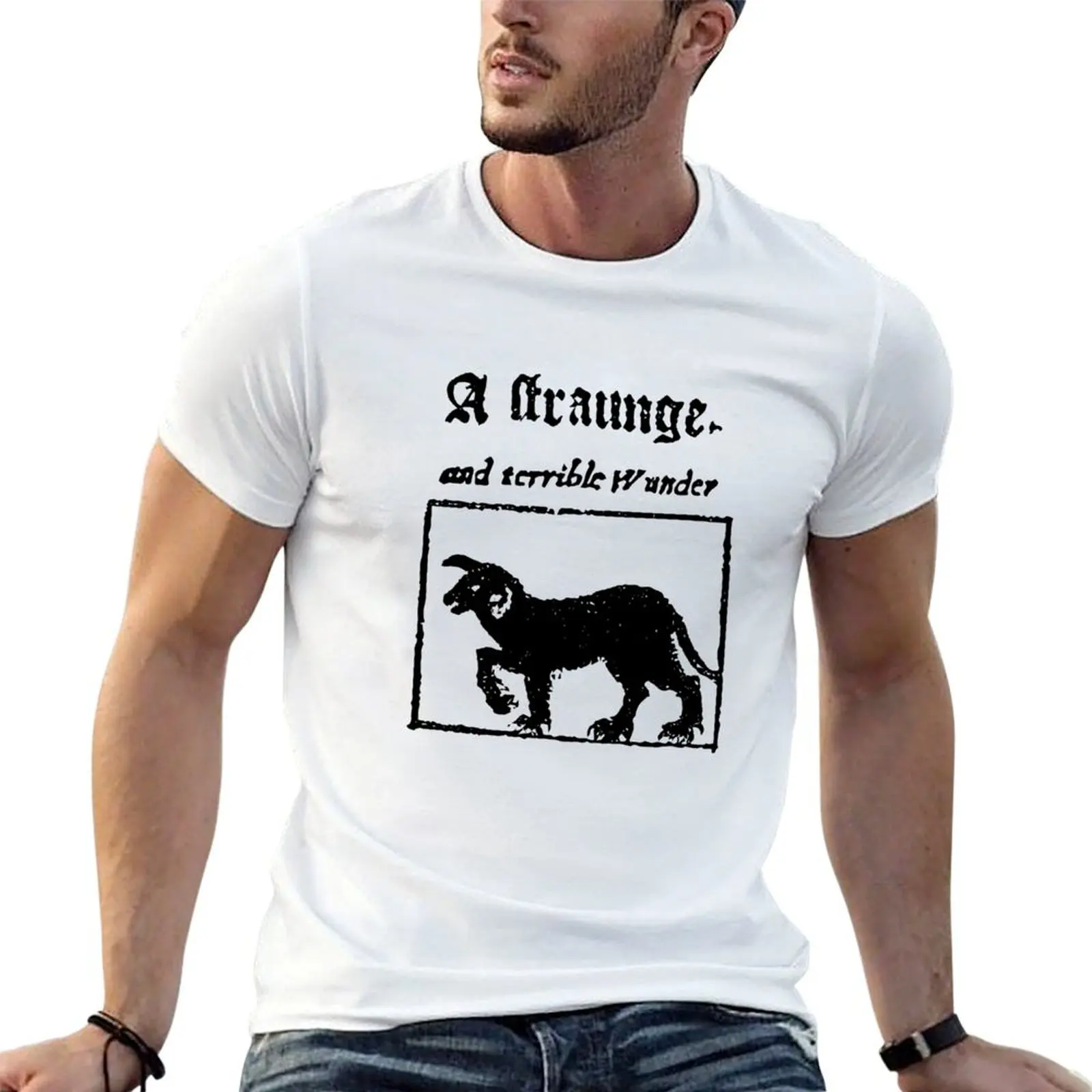 

Black Shuck A Strange and Terrible Wonder Woodcut T-Shirt t shirt men 100% cotton luxury brand cotton t shirt man T-Shirt