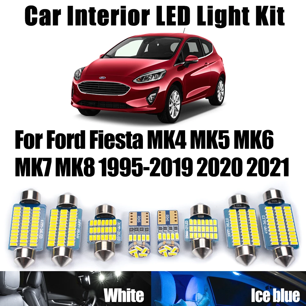 

Canbus Car LED Interior Dome Light Kit For Ford Fiesta MK4 MK5 MK6 MK7 MK8 1995-2016 2017 2018 2019 2020 2021 Ceiling Map Bulbs