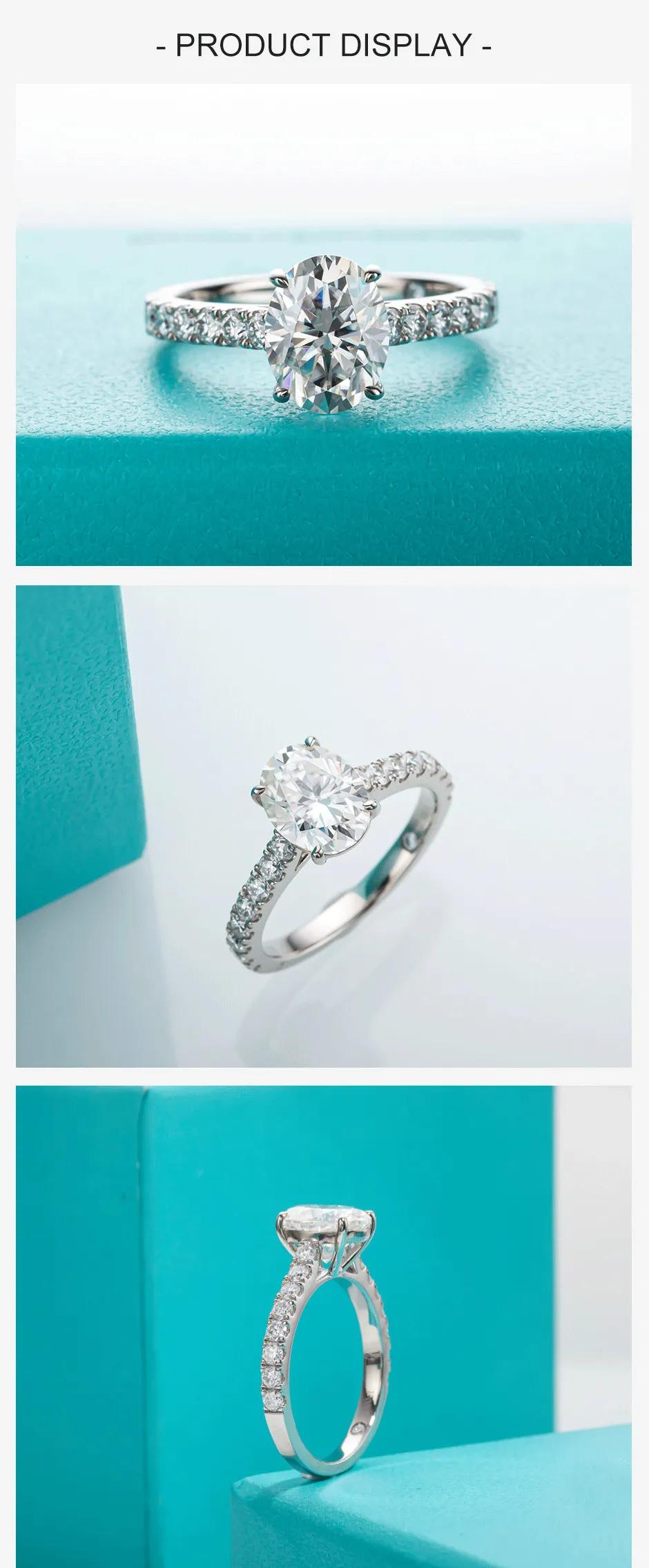 AnuJewel Großhandel 2ct Ovaler Schliff D-Farbe Moissanit-Ring 18K Vergoldeter 925 Sterling Silber Verlobungs- und Ehering für Damen – Detail 2